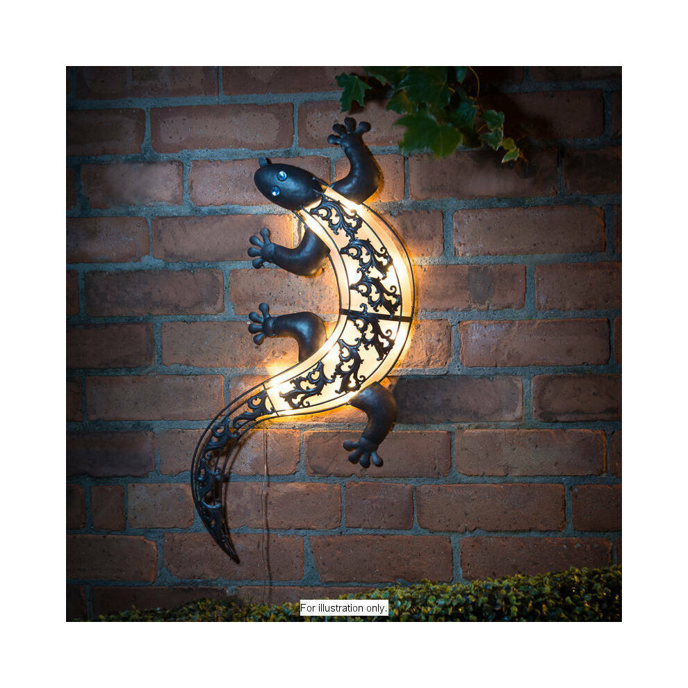 Solar Powered Bright LED Light Gecko Metal Garden Decoration Wall Art G-0111
