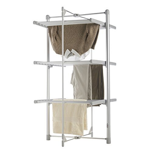 3 TIER ELECTRIC CLOTHES AIRER HEATED 24 RAILS FOLDING DELUXE PORTABLE