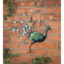 Hand-finished Diamante Peacock Wall Art With Detail Jewels G-0113