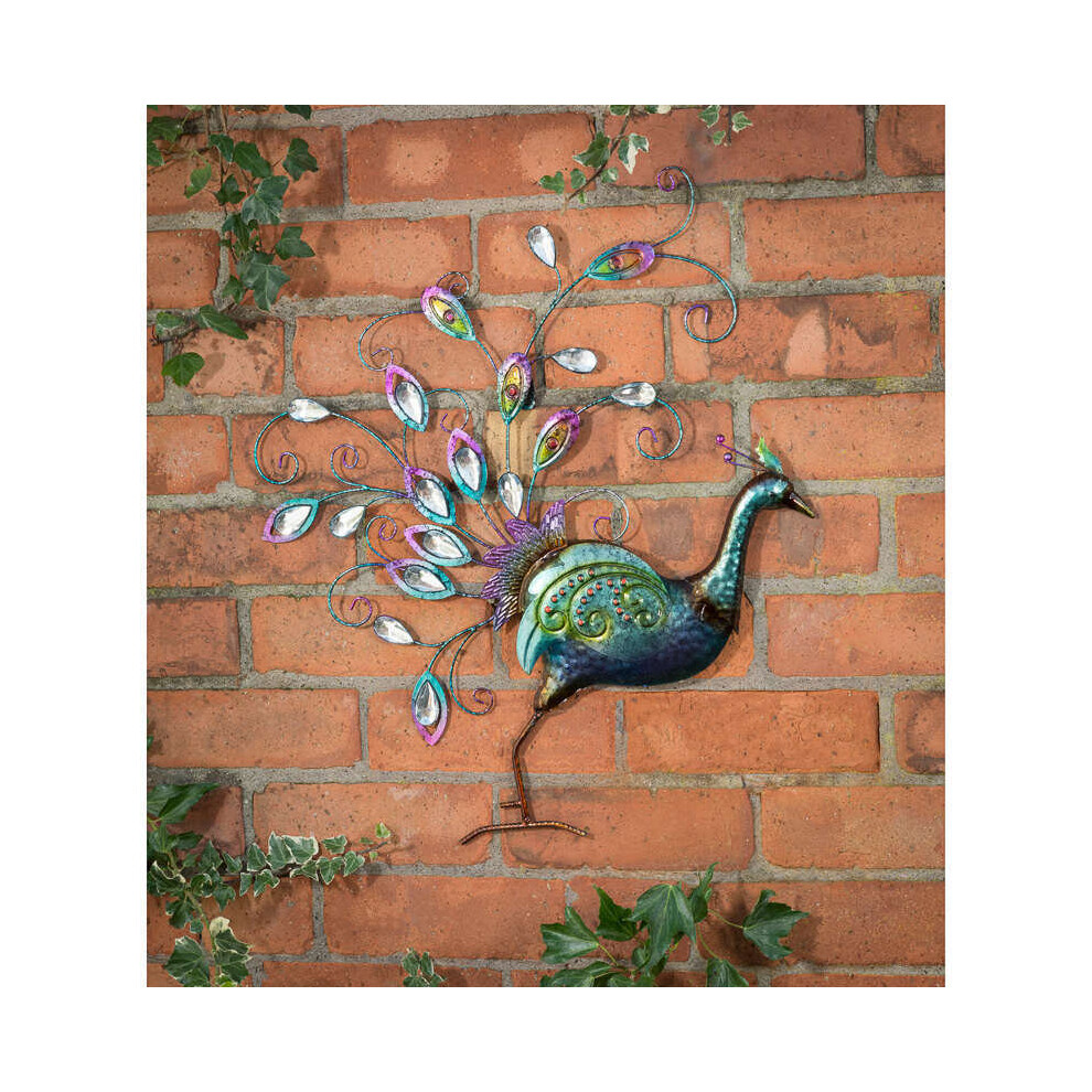Hand-finished Diamante Peacock Wall Art With Detail Jewels G-0113