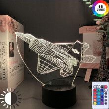 Lockheed Martin F-22 Raptor 3D Illusion Night Light - LED Color-Changing Kids Lamp with Remote