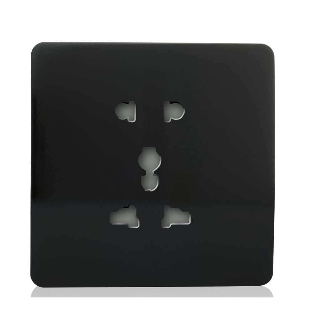 Trendi Switch Artistic Modern Glossy Multi Pin Plug Socket 10 amp in Black