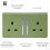 Trendi Switch Trendi 2 Gang 13 Amp Long Switched Plug Socket Moss Green (3 Pack) 3