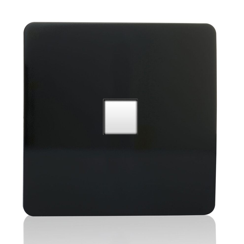 Trendi Artistic Modern Glossy Tactile RJ45 Cat 5e & Cat 6 Ethernet Socket Piano Black ART-PCBK
