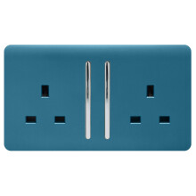 Trendi 2 Gang Artistic Modern Glossy 13 Amp Switched Tactile Plug Socket Ocean Blue