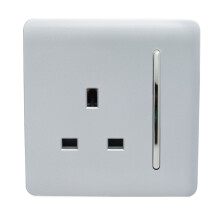Trendi 1 Gang Artistic Modern Glossy 13 Amp Switched Tactile Plug Socket Silver ART-SKT13SI