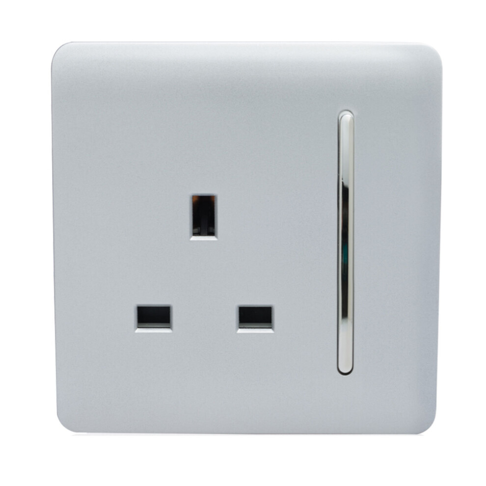 Trendi Switch 1 Gang 13Amp Platinum Silver Switched Plug Socket - Image 3