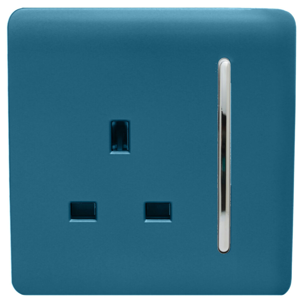 Trendi 1 Gang Artistic Modern Glossy 13 Amp Switched Tactile Plug Socket Ocean Blue 7091055972636