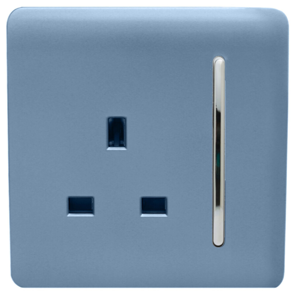 Trendi Switch Trendi 1 Gang Artistic Modern Glossy 13 Amp Switched Tactile Plug Socket Sky