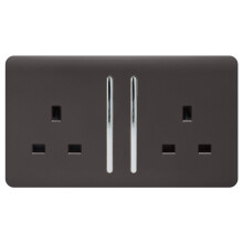 Trendi 2 Gang Artistic Modern Glossy 13 Amp Switched Tactile Plug Socket Dark Brown