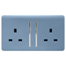 Trendi 2 Gang Artistic Modern Glossy 13 Amp Switched Tactile Plug Socket Sky
