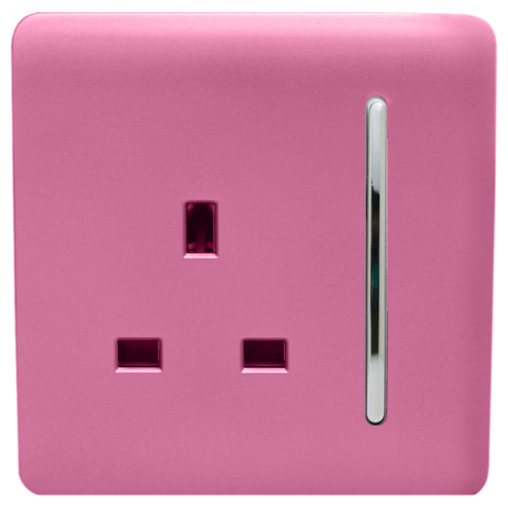 Trendi Switch Trendi 1 Gang Artistic Modern Glossy 13 Amp Switched Tactile Plug Socket Pink
