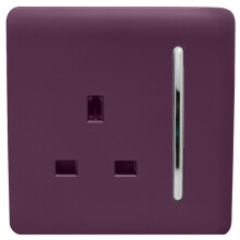 Trendi 1 Gang Artistic Modern Glossy 13 Amp Switched Tactile Plug Socket Plum
