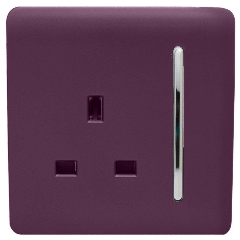 Trendi Switch Trendi 1 Gang Artistic Modern Glossy 13 Amp Switched Tactile Plug Socket Plum