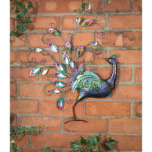 Hand-finished Diamante Peacock Wall Art With Jewel Details G-0114