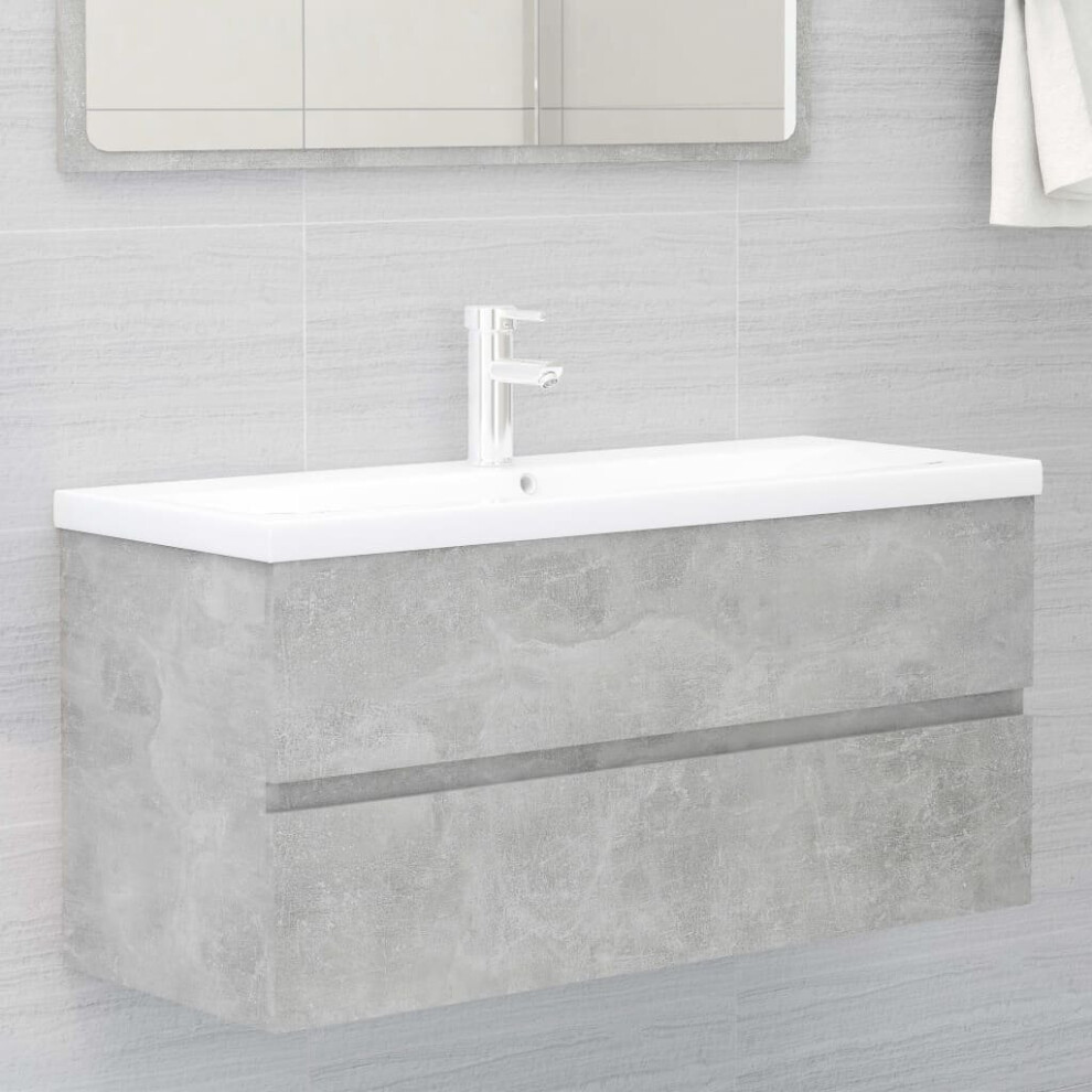 Vidaxl Sink Cabinet Engineered Wood Concrete Furniture Home Washroom Rack Grey