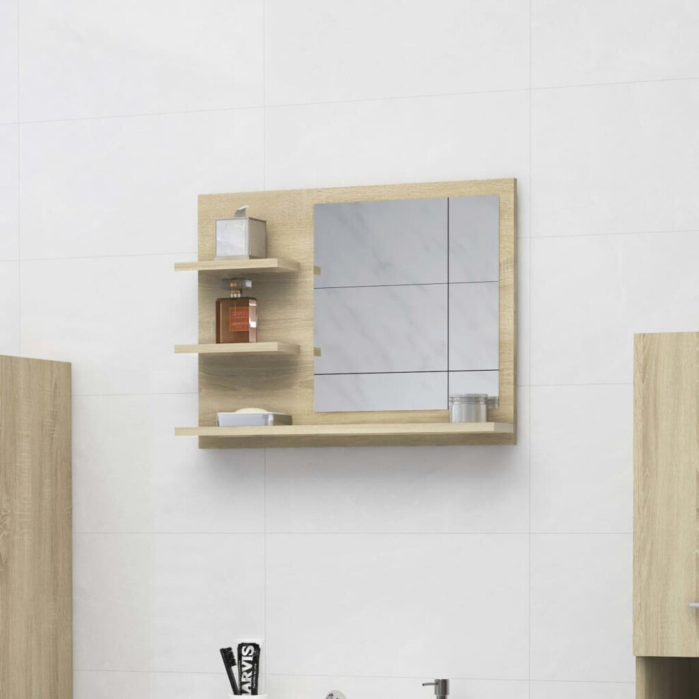 vidaXL Bathroom Mirror Sonoma Oak Chipboard Cosmetic Makeup Mirror Washroom