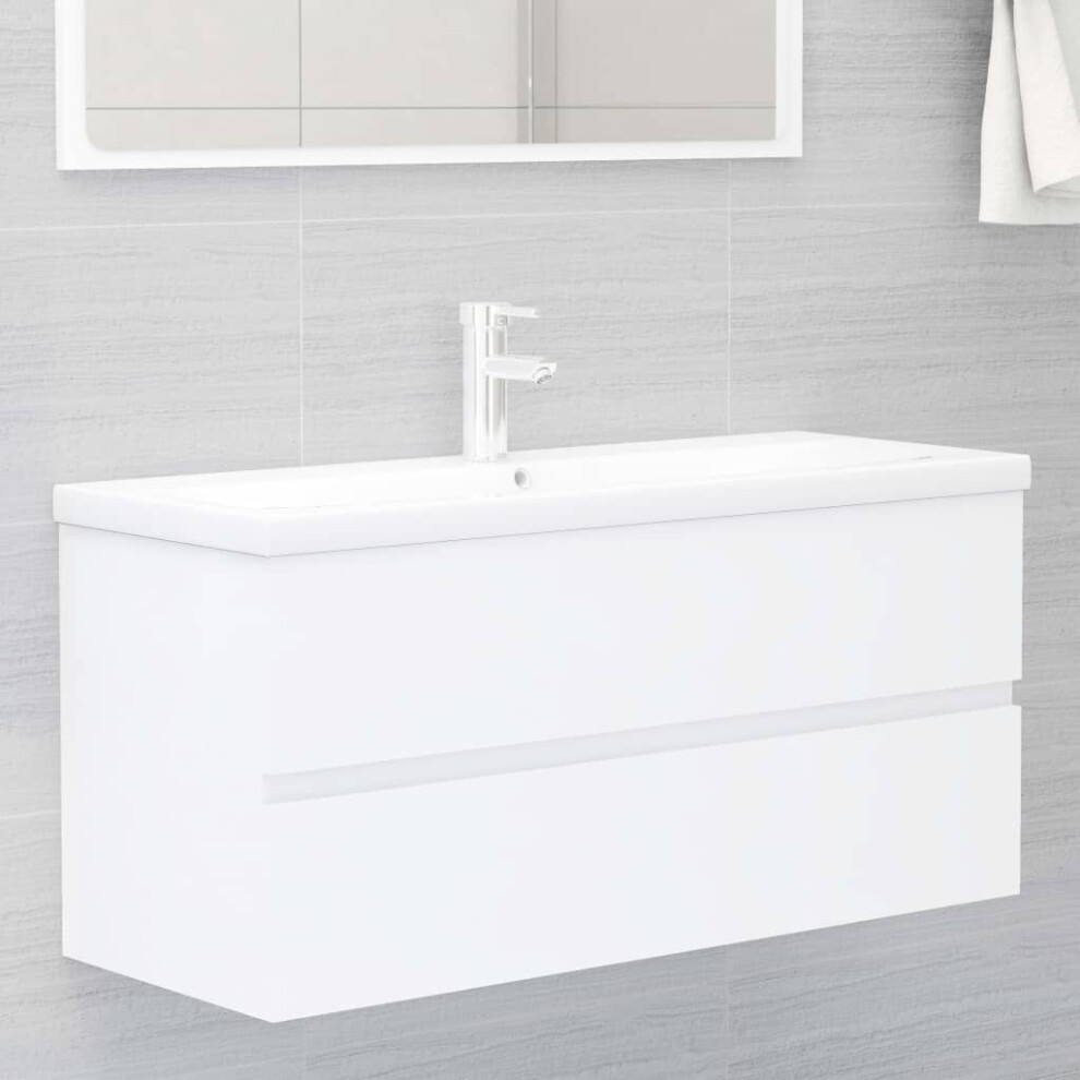 vidaXL Sink Cabinet Chipboard White Storage Furniture Bathroom Washroom Rack