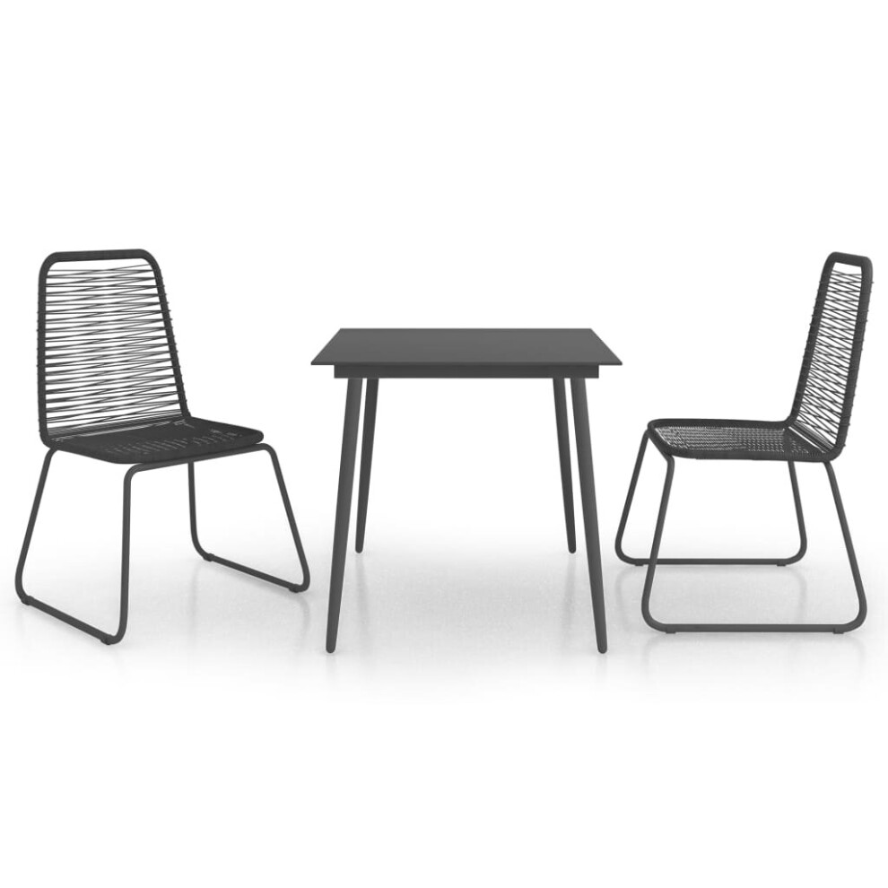 Photos - Garden Furniture VidaXL Garden Dining Set 3 Piece PVC Rattan Black Patio Outdoor Furniture Set Black 3060112 