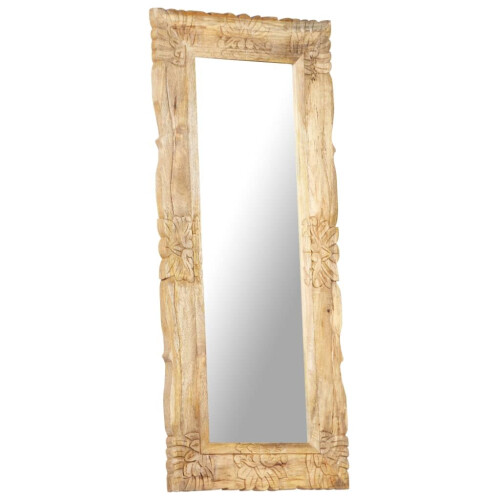 VidaXL vidaXL Mirror Solid Mango Wood Wooden Makeup Wall-mounted Mirror Home Decor 1
