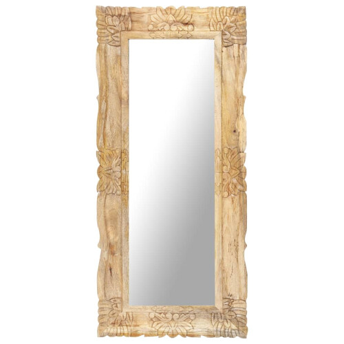 VidaXL vidaXL Mirror Solid Mango Wood Wooden Makeup Wall-mounted Mirror Home Decor