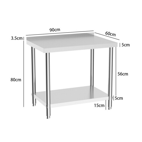 Living And Home (900*600*800mm) Stainless Steel Commercial Catering Table Work Bench Kitchen Worktop Table 2