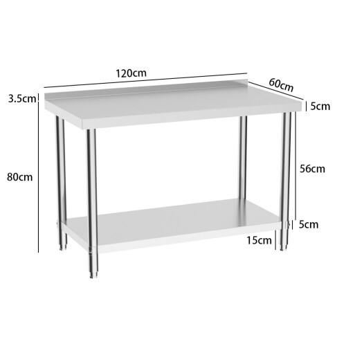 Living And Home (1200*600*800mm) Stainless Steel Commercial Catering Table Work Bench Kitchen Worktop Table 2