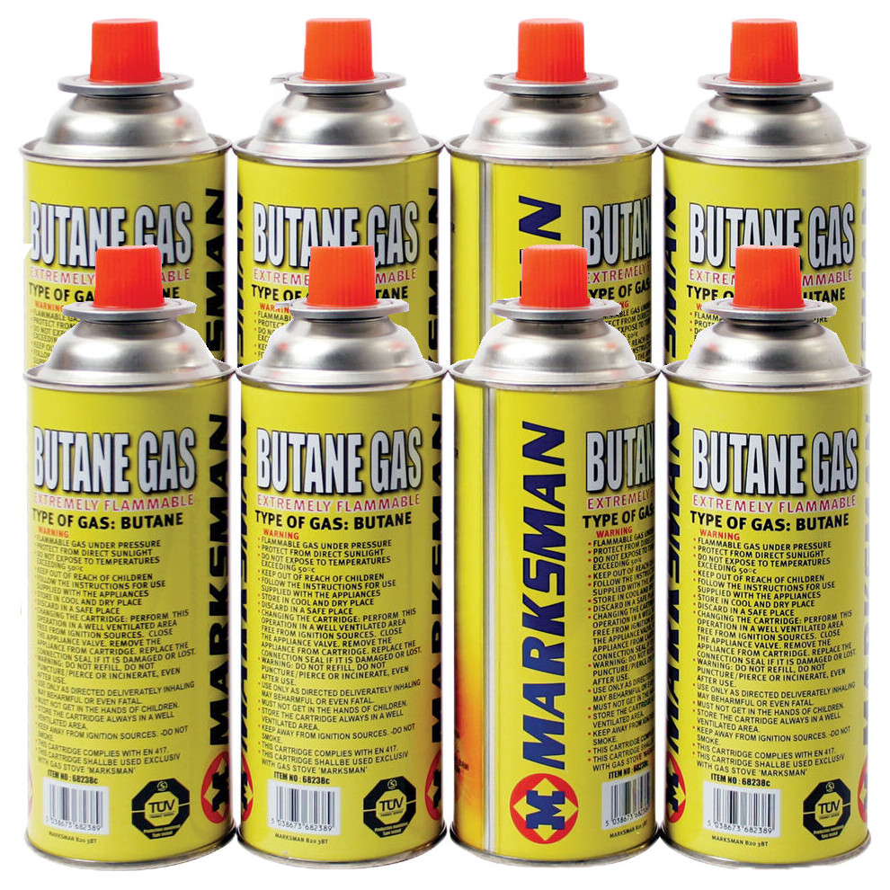 8 X BUTANE GAS CANISTERS BOTTLE CAMPING PORTABLE HEATER COOKER STOVES