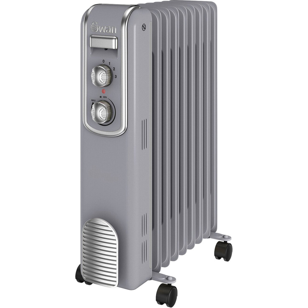 Swan Retro 9 Finned SH60010GRN Oil Filled Radiator 2000W - Grey