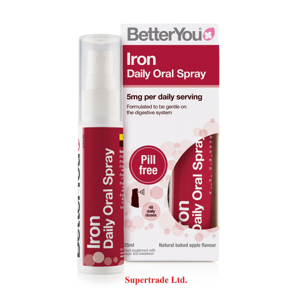 2 X BetterYou Better You Iron Daily Oral Spray Natural Baked Apple Flavour - 25ml