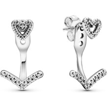 Pandora Sparkling Wishbone Heart Stud Earrings 299280C01
