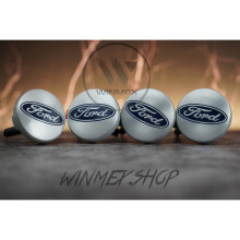 Set of 4 FORD Silver alloy wheel caps 54mm