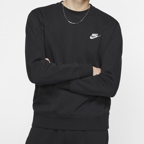 (Black, S) Nike Mens Sportswear Club Fleece Sweatshirt Crew Neck Jumper Sweat Top 804340