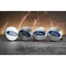 Set of 4 FORD Silver alloy wheel caps 54mm