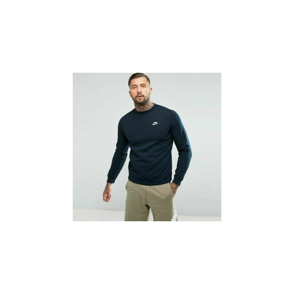 Nike (Navy, L) Mens Sportswear Club Fleece Sweatshirt Crew Neck Jumper Sweat Top 804340 Blue
