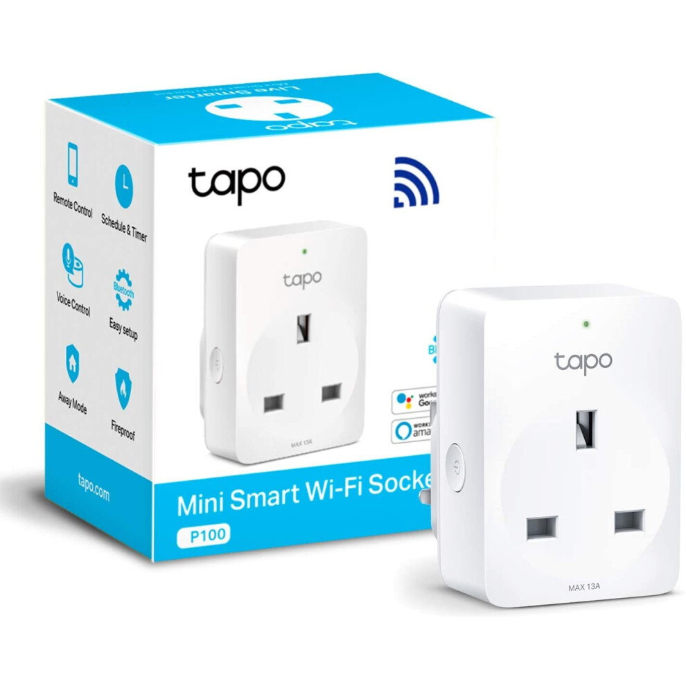 TP-Link Tapo Smart Plug Wi-Fi Outlet, Works with Amazon Alexa (Echo and Echo Dot), Google Home, Wireless Smart Socket, Remote Control Timer