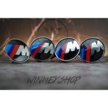 Set of 4 Black BMW M Power alloy wheel centre caps 68mm