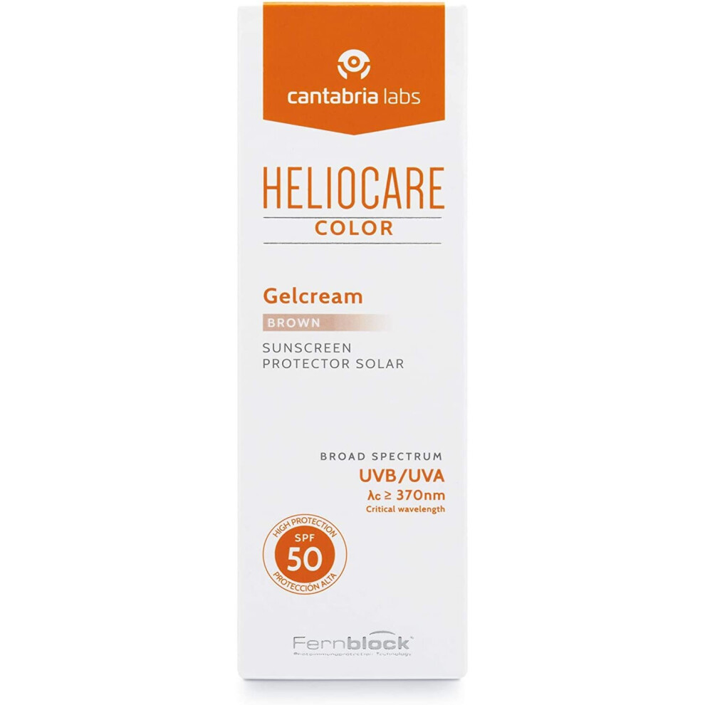 Heliocare Colour Gelcream Brown SPF 50 50ml / Sun Cream For Face / Daily UVA and UVB Anti-Ageing Sunscreen Protection / Combination, Dry, Oi