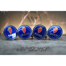 Set of 4 Blue SAAB alloy wheel centre caps 60mm
