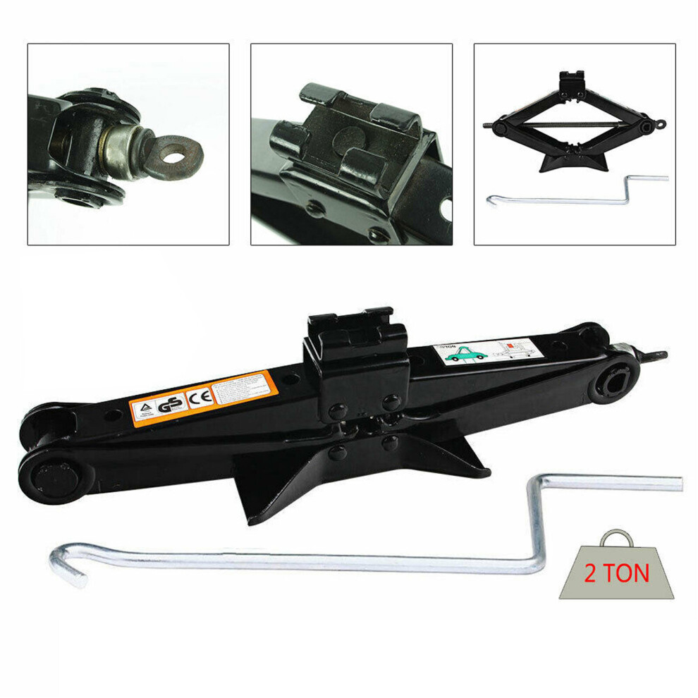 2 Ton Heavy Duty Scissor Jack Wheel Change Quick Lift Manual Car Van Tyre Black 757842019980