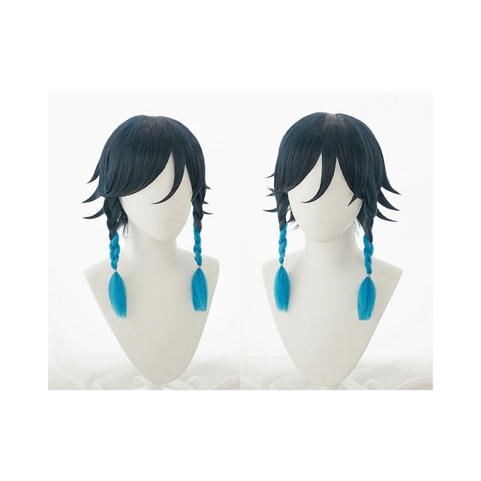 Unisex Toddler Black Genshin Impact Venti Cosplay Wig