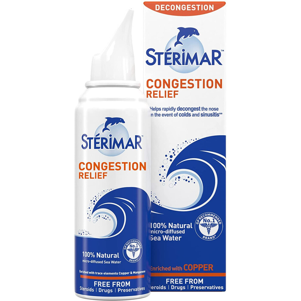 STERIMAR Congestion Relief - 100% Natural Sea Water based Nasal Spray - 100ml Can