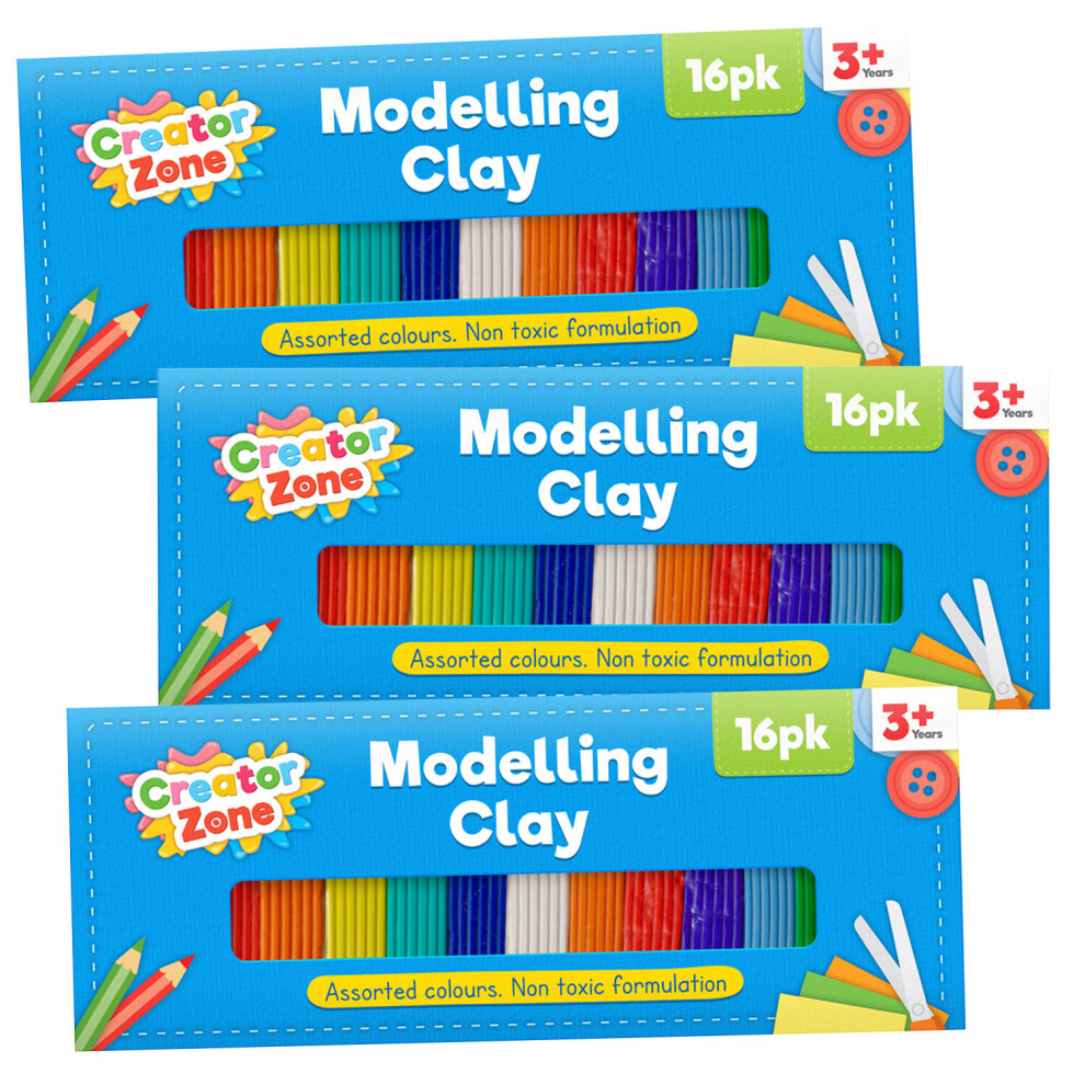 48pk Modelling Clay for Kids | 3x16pk Brightly Coloured Modelling Clay