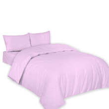 (Single, Lilac) Polycotton Plain Dyed Duvet/Quilt Cover with Pillowcases Nice & Bright Colours Anti Allergenic Bedding Set.