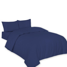 (Double, Navy Blue) Polycotton Plain Dyed Duvet/Quilt Cover with Pillowcases Nice & Bright Colours Anti Allergenic Bedding Set.