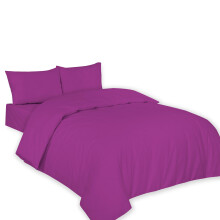 (Pair of Pillowcase, Plum) Polycotton Plain Dyed Duvet/Quilt Cover with Pillowcases Nice & Bright Colours Anti Allergenic Bedding Set.