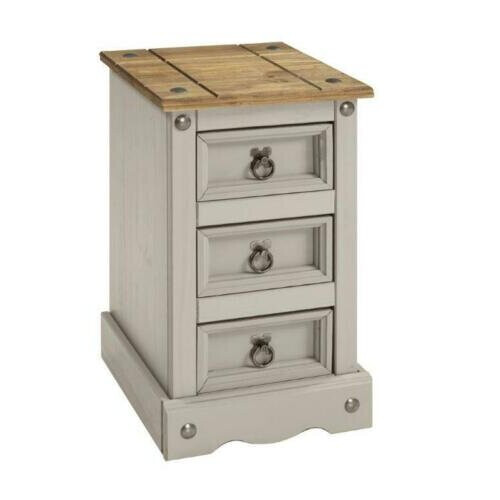 Mercers Furniture Corona Grey Wax Narrow Bedside Rustic 2