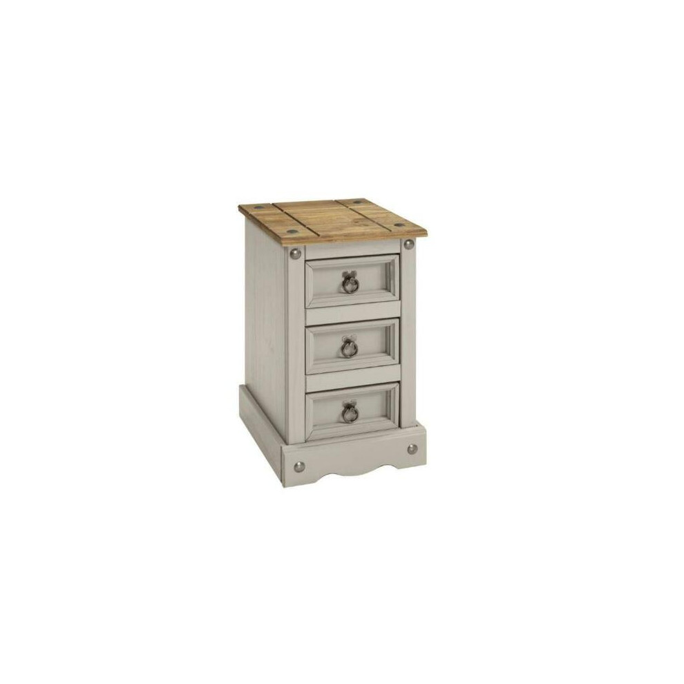 Corona Grey Wax Narrow Bedside Rustic