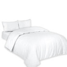 (Double, White) Polycotton Plain Dyed Duvet/Quilt Cover with Pillowcases Nice & Bright Colours Anti Allergenic Bedding Set.