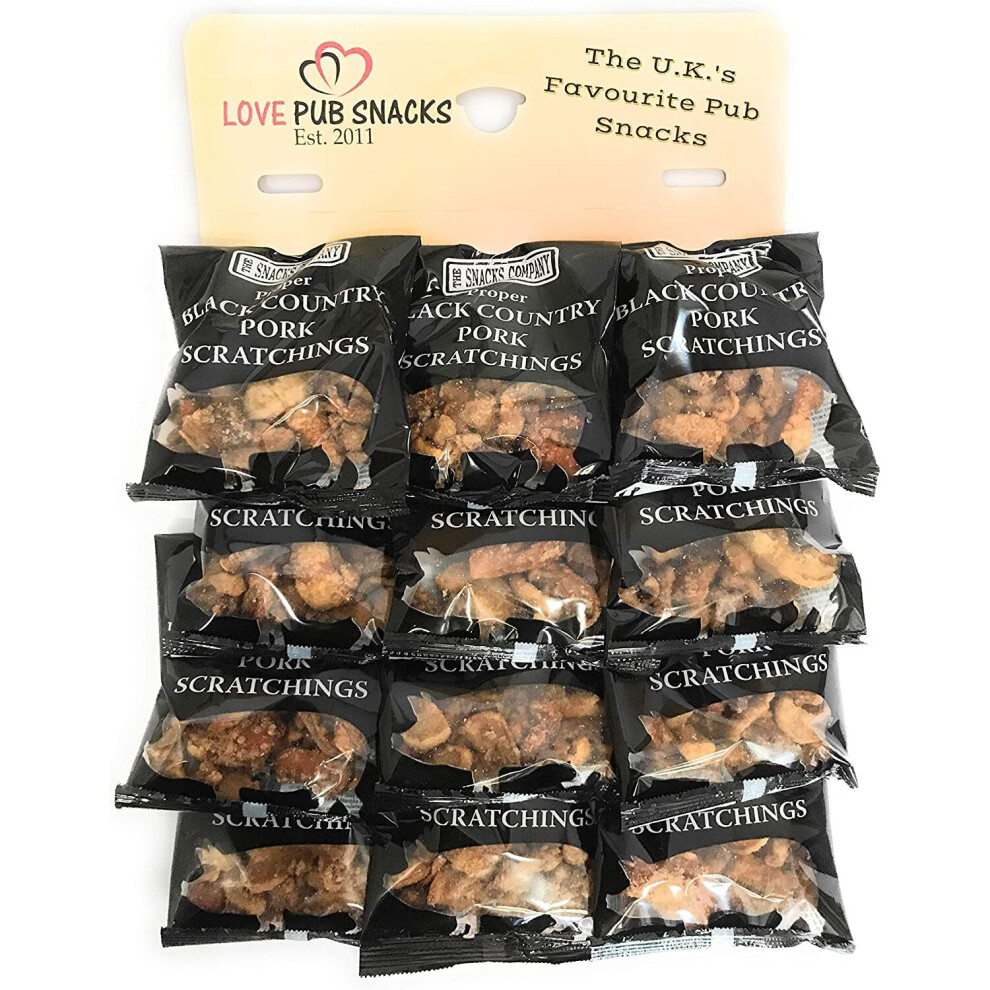 Country Snacks Proper Country Pork Scratchings Pub Card 12X60g Black